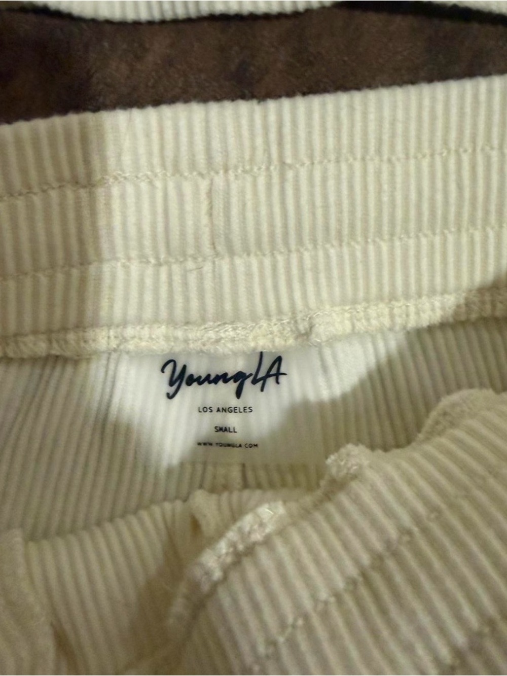 YoungLA Cream Ribbed Drawstring Athletic Set - Picture 2 of 3